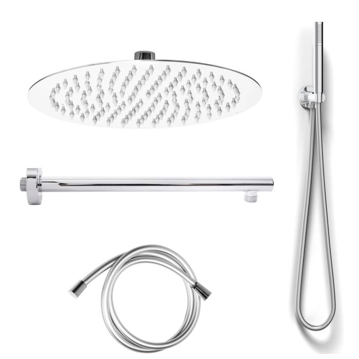 Kit Complet de Douche Rond 1 jet Chrome en Acier Inox 18/10 Aisi 304 Mod. Kit Slim Tondo main product photo