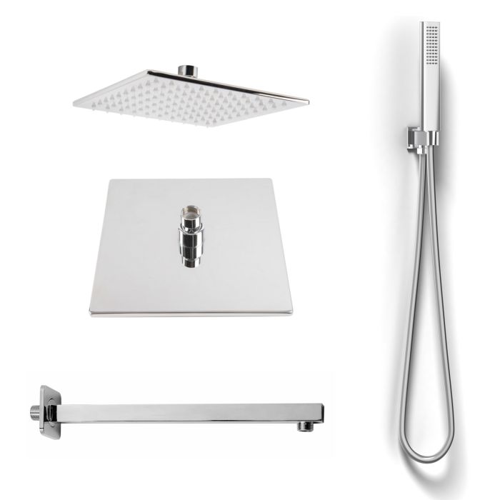 Kit Complet de Douche Carré 1 jet Chrome en Laiton et Acier Inox Aisi 304 Mod. Kit Seven Quadrato main product photo