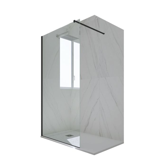 Douche italienne Walk in H 200 en PVC Noir Matt Verre Transparent mod. Kolors main product photo