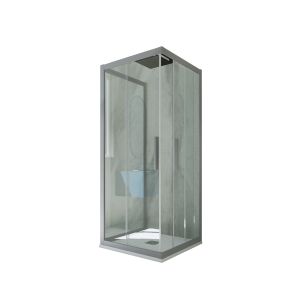 Cabine parois de douche coulissante 3 côtés H 200 en PVC Argent Verre Transparent mod. Kolors Trio