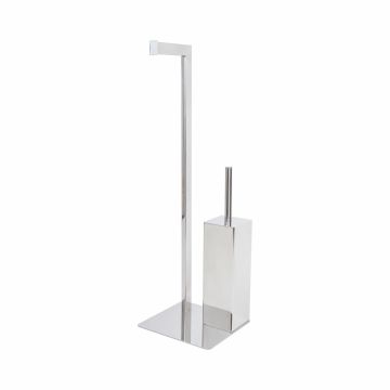 Serviteur WC porte-papier toilette sur pied Poli en Acier Inox Aisi 304 Mod. Zeus