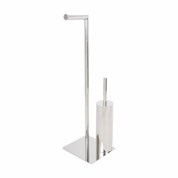 Serviteur WC porte-papier toilette sur pied Poli en Acier Inox Aisi 304 Mod. Poseidon