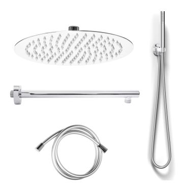 Kit Complet de Douche Rond 1 jet Chrome en Acier Inox 18/10 Aisi 304 Mod. Kit Slim Tondo