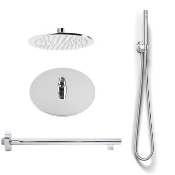 Kit Complet de Douche Rond 1 jet Chrome en Laiton et Acier Inox Aisi 304 Mod. Kit Seven Tondo