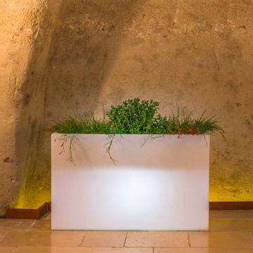 Jardinière Rectangulaire lumineuse en résine 90X30 CM H 80 Plusieurs couleurs disponibles mod. Flowerpot Top Led