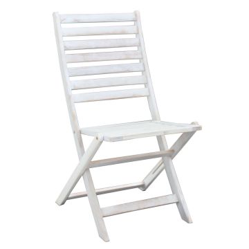 Chaise de Jardin pliante Blanche en bois d'acacia massif 46x57x91h cm mod. Serena