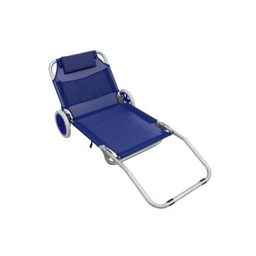 Chaise Longue pliante portable Bleu en métal