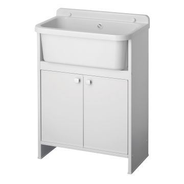 Bac à laver avec meuble économie de place en PVC blanc 55x35 cm mod. Adele