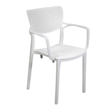 Chaise de jardin avec accoudoirs Blanc 54x53 cm h 84 cm en Polyéthylène mod. Alezio