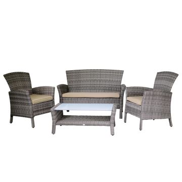 Salon de jardin Gris en Polyrattan mod. Amalia