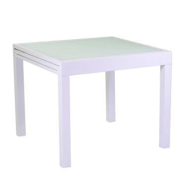 Table de jardin extensible Blanc 90/180x90 cm h 75 cm en Aluminium mod. Boise
