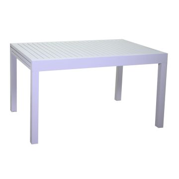 Table de jardin extensible Blanc 135/270x90 cm h 75 cm en Aluminium mod. Cleveland