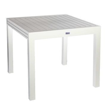 Table de jardin extensible Blanc 90/180x90 cm h 73 cm en Aluminium mod. Sullivan