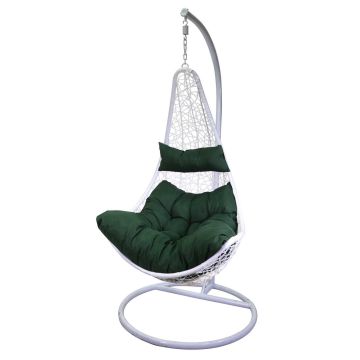 Fauteuil suspendu balançoire sur pied Blanc coussin vert 82x65 cm h 124 cm en Aluminium mod. Rialto