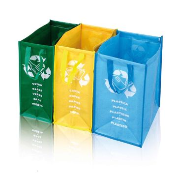 Lot de 3 sacs poubelle de recyclage réutilisables