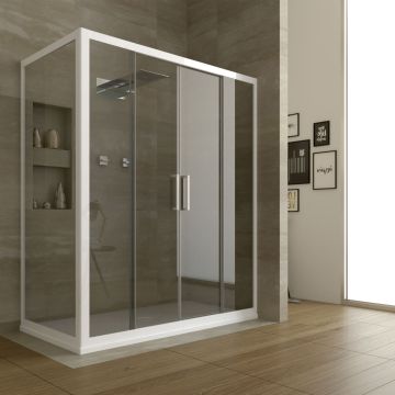 Cabine Douche Coulissante Vitre et Pvc Blanc mod. Star 2 Portes