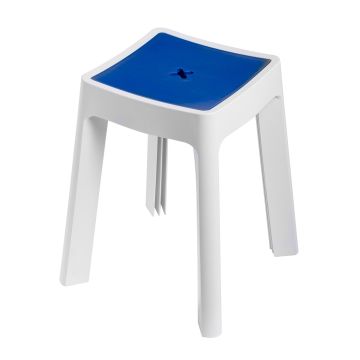 Tabouret Avec rangement Blanc et bleu en résine thermoplastique mod. Keope