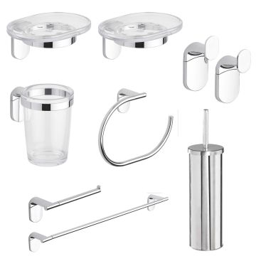 Set de Salle de Bain Zero Cromo 8 Accessoires en Acier Chromé et Abs