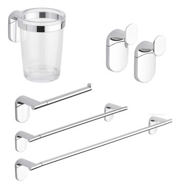 Set de Salle de Bain Zero Cromo 5 Accessoires en Acier Chromé et Abs