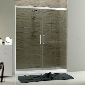 Porte de Douche Coulissante Vitre et PVC Blancmod. Star 2 Portes