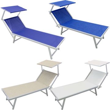 Bain de Soleil disponibles Beige, Blanc, Navy, Bleu et Gris réglable en Aluminium et tissu avec Pare Soleil mod. Bari