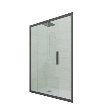 Porte parois de douche coulissante H 200 en PVC Anthracite Verre Transparent mod. Deco