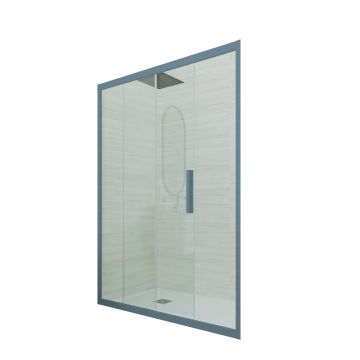 Porte parois de douche coulissante H 200 en PVC Bleu Navy Verre Transparent mod. Deco