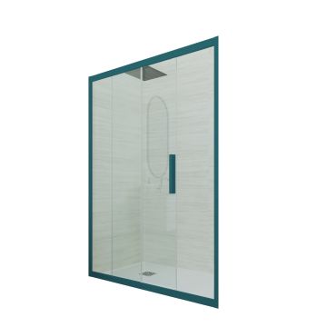 Porte parois de douche 1 portillon coulissant H 200 en PVC Vert night watch Verre Transparent mod. Deco