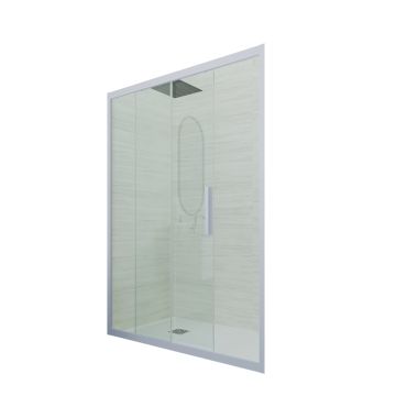 Porte parois de douche coulissante H 200 en PVC Bleu Vintage Verre Transparent mod. Deco