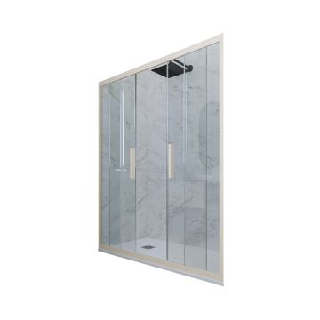 Porte parois de douche coulissante H 200 en PVC Champagne Verre Transparent mod. Glam