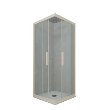 Cabine parois de douche angulaire coulissante H 200 en PVC Champagne Verre Transparent mod. Kolors