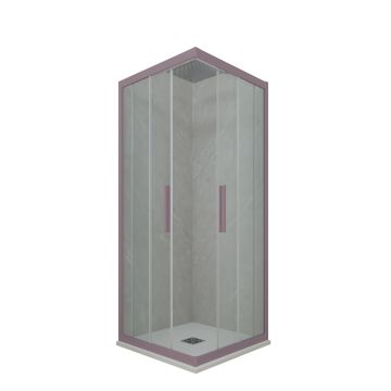 Cabine parois de douche angulaire coulissante H 200 en PVC Lavande Verre Transparent mod. Kolors