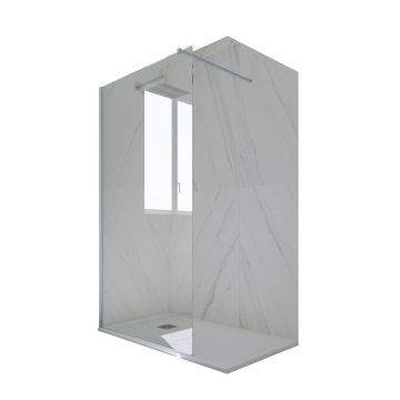 Douche italienne Walk-in H 200 en PVC Argent Verre Transparent mod. Kolors