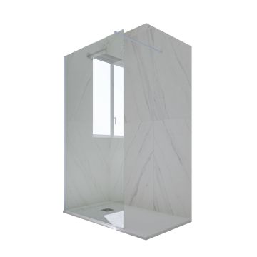 Douche italienne Walk in H 200 en PVC Bleu Vintage Verre Transparent mod. Kolors