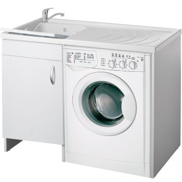 Bac à laver avec meuble cache lave linge blanc 109x60 cm mod. Eco